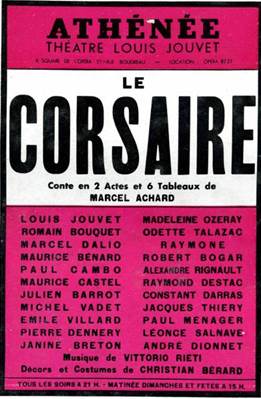 LE CORSAIRE. 2 actes. par ACHARD (Marcel) | Librairie CLERC
