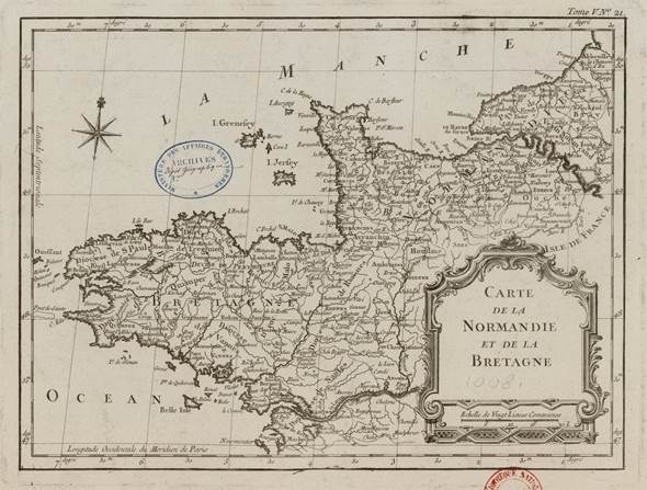 Carte de la Normandie et de la Bretagne